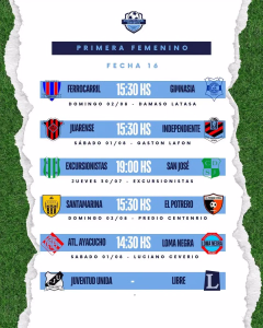 16 FECHA - PRIMERA FEMENINO - 30-7-2026