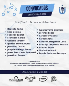TANDILO. CONVOCADOS PARA 2da SEMIS ANTE MADARIAGA. 27-10-2026.